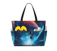 ShyHhts Borsa da viaggio da spiaggia di grande capacità, borsa da donna impermeabile e anti-sabbia, adatta per viaggi, vacanze al mare, ecc., nera