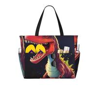 ShyHhts Borsa da viaggio da spiaggia di grande capacità, con dinosauro dalla bocca grande, la borsa da donna è impermeabile e resistente alla sabbia, adatta per viaggi, vacanze al mare, ecc.