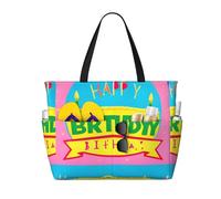 ShyHhts Borsa da viaggio da spiaggia di grande capacità, con palloncino di buon compleanno, la borsa da donna è impermeabile e resistente alla sabbia, adatta per viaggi, vacanze al mare, ecc.