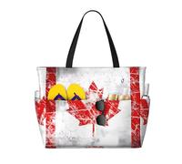 ShyHhts Borsa da viaggio da spiaggia retrò con bandiera del Canada di grande capacità, la borsa da donna è impermeabile e resistente alla sabbia, adatta per viaggi, vacanze al mare, ecc.