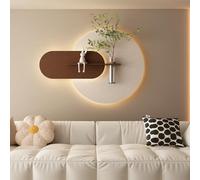 SHYJSGHZ Decorazione da Parete a LED in arenaria con Vaso e Piante finte, Decorazione da Parete illuminata in 3D, Opera d'Arte dimmerabile con Telecomando for l'ingresso(Brown,30.7x23.6in)