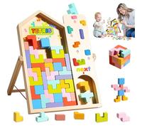 Shyllin 3D Colorato Tetris Blocchi Impilabili con Supporto con 40 Colorato Blocchi Geometrici,Puzzle in Legno 3D Tetris 3 4 5 6 Anni,Giochi Montessori Bambini,Cervello Giocattoli Bambini