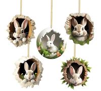 Shyllin 5 PCS Coniglietti Pasquali Appese, 2D Coniglio Pasquale Decorazioni, Pasqua Coniglio Ciondolo Appeso, Acrilici Ornamenti Pasquali, Coniglietti Pasquali Decorativi, Coniglio Pasqua Appese