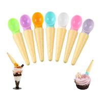 Shyllin 7 Paletta per Gelato Riutilizzabili, Cucchiaio Gelato, Porzionatore per Gelato, 7 Colori - Cucchiaini Lunghi Plastica Riutilizzabili - adatta per Mangiare Gelato, Torta, Gelatina (Lungo 7)