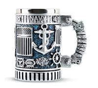 Shyllin Bicchiere Birra Personalizzato, Boccale Birra Medievale Vichingo Nordiche, Tazza da Caffè Creativa all'Ancora di un Aereo e una Nave in Acciaio Inox, Regalo Uomo di Natale Halloween -Nave