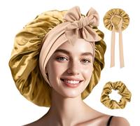 Shyllin - Cuffia per capelli, confezione da 2 pezzi, per la notte, con elastico, per dormire, adatto per la cura quotidiana, per capelli in seta, per la protezione dei capelli (oro)