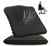 Shyllin Cuscino per Sedia in Gel Rinfrescante, Cuscino Antidecubito,Ispessito e Ingrandito, Sollievo dalla Pressione per Schiena, Fianchi, Sciatica,Per Auto,Ufficio,Casa,Sedia a Rotelle (Nero)