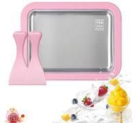 Shyllin Macchina per il Gelato, Rolled Ice Cream Maker, Piastra gelato roll, piatto freddo istantaneo con 2 raschietti, ideale per gelato morbido, gelato, frutta, frullati, frullato (Large Pink, 1)