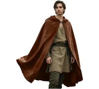 Shyllin Mantello con Cappuccio in Velluto, Renaissance Costume Medievale, Cappotto con Cappuccio da Strega per Halloween, Mantello Hobbit Mantello Vampiro Costume Halloween Cosplay Carnevale (Marrone)