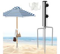 Shyllin Supporto per Ombrellone Sabbia, con Ancoraggio Terra, Regolabile Picchetto Ombrellone, Porta Ombrellone Spiaggia, Rimovibile Base Ombrellone, Supporto Ombrellone per Spiaggia, Prato, Pesca