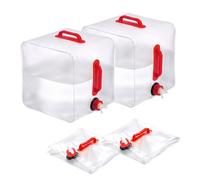 Shyllin Tanica con Rubinetto, 2 PCS 20L Tanica Acqua Campeggio, Serbatoio Acqua Pieghevole, Camping Water Container, per Barbecue all'aperto, Escursioni, Campeggio, Picnic, Arrampicata (Rosso)