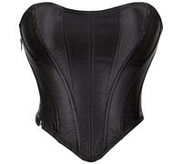 SHYMMUO Corsetto da donna nero in raso estivo per uscire senza spalline, top corto per feste, gotico, costumi di Halloween, Raso nero, Medium