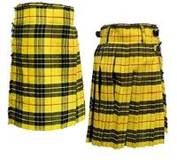 SHYNE KILTS U.K 8 Yard Kilt Scozzese Uomo Kilt 16oz, Casual Kilt - Macleod of Lewis - Giallo, 32"
