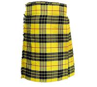 SHYNE KILTS U.K Macleod of Lewis Uomo 5 Yard Scozzese Kilt Gonnellino in Tartan 13oz Highland Casual Kilt - Giallo/Nero, 30W