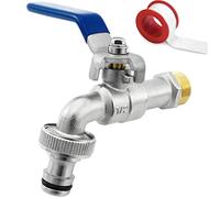 SHYNE Qualità Rubinetto Dell'Acqua 1/2'' Pollice Ottone Antiruggine e Resistente al Gelo + 1 Presa Rubinetto Gratuito + eBook | Giardino, Lavatrice, Pioggia Barile