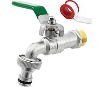 SHYNE Qualità Rubinetto Dell'Acqua 3/4'' Pollice Ottone Antiruggine e Resistente al Gelo + 1 Presa Rubinetto Gratuito + eBook | Giardino, Lavatrice, Pioggia Barile (2 pezzi)