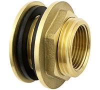 SHYNE Raccordo per Serbatoio di Alta qualità da 3/4 Pollice in Ottone - 2X guarnizioni in Gomma per Rubinetto dell'Acqua, cisterna, barile da Pioggia, Serbatoio IBC