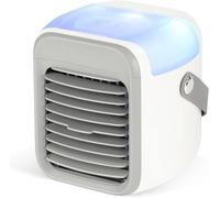 SHYOSUCCE Climatizzatore mobile, 4 in 1, mini Air Cooler, USB silenzioso con serbatoio dell'acqua, manico portatile, 7 luci LED, 3 velocità per casa e ufficio