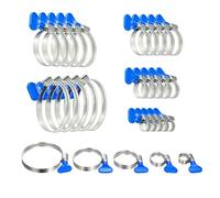 SHYSBV Set di 25 fascette stringitubo, assortimento in acciaio inox, da 10 a 70 mm, con dado ad alette, fascette stringitubo regolabili in 5 misure, per tubo da giardino e tubo da piscina