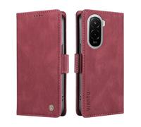 SHYXGLON Custodia a portafoglio per Xiaomi Poco M7 4G, in pelle, con scomparti per schede, chiusura magnetica, anti-goccia, protezione completa, antiurto, per Xiaomi Poco M7 4G, colore: rosso