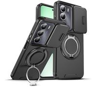 SHYXGLON Custodia per Realme C75 4G / Realme 14X 5G con Fotocamera Scorrevole, Proteggi Supporto di Anello Rotante Ibrida Robusta Armatura Militare Antiurto Cover per Realme C75 4G (Nero)