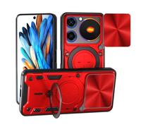 SHYXGLON Custodia per ZTE Nubia Music con custodia per fotocamera scorrevole, protezione per fotocamera, magnetica, ibrida, robusta, con cavalletto, armatura militare, antiurto, per ZTE Nubia Music