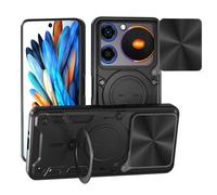 SHYXGLON Custodia per ZTE Nubia Music con custodia per fotocamera scorrevole, protezione per fotocamera, magnetica, ibrida, robusta, con cavalletto, armatura militare, antiurto, per ZTE Nubia Music