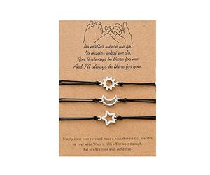 SHYYOULQE 3 Braccialetti con Carte, e Stella Migliori Amici Braccialetti con Promessa Amicizia Corrispondenti Regalo per Andare Via a Lunga Nodo d ' Amore Bracciale Infinito per Donne