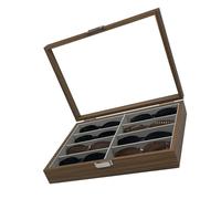 SHYYOULQE Robusta vetrina in legno per occhiali da sole, con coperchio trasparente, 8 scomparti protettivi in feltro, design interno ad accesso rapido, Misura unica, come descritto