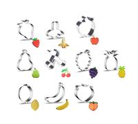 SHYYOULQE Set di biscotti a forma di fragola, pera, limone, uva, frutta, in acciaio inox, set di frutta in acciaio inox, per bambini, uomini, donne, piccole forme di serie di frutta
