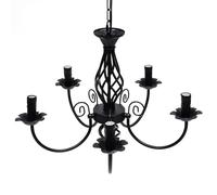 SHZICMY Lampadario rustico a 5 luci country vintage in metallo antico pendente a sospensione candela lampada a sospensione nero per cucina casa colonica sala da pranzo soggiorno