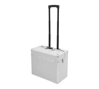 SHZICMY Valigetta da pilota, in alluminio con ruote, con scomparto per computer portatile e manico telescopico, colore: argento, 48,5 x 23 x 39 cm