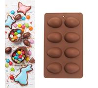 SHZMJL Stampo in silicone per uova di Pasqua, 8 cavità a forma di metà uovo, stampo per cioccolato, biscotti, cioccolato, burro di arachidi, caramelle, muffin, torte, cupcake, sapone, 1 pezzo