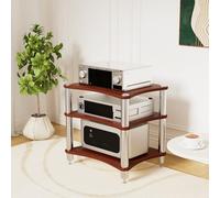 SHZYJBRY Supporto multimediale AV a 3 livelli, rack e supporti stereo, armadio per apparecchiature audio con punte per altoparlanti, dispositivo di intrattenimento open air (legno scuro, 3 livelli)