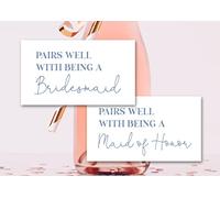 Si abbina bene con la proposta di essere una damigella d'onore, mini etichette per bottiglie di champagne, set di 12 (blu)