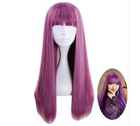 Si applica ai discendenti 2 volte Bertha Maleficent Long Live Evil Parrucca cosplay per capelli in fibra ad alta temperatura viola lisci + protezione parrucca gratuita