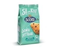 Si con Riso - Biscotti con Riso e Gocce di Cioccolato Senza Lattosio - Ideali per la Colazione, Senza Olio di Palma - 350 gr (Confezione da 8)