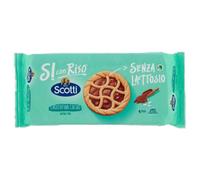 Riso Scotti Si con Riso, Crostatina Cacao, Biscotti con Crema al Cioccolato Senza Lattosio, Ideale per la Colazione, Senza Olio di Palma, Senza Proteine del Latte, 144 gr
