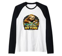 Sì, è Ancora Il Mio Turno Divertente Bradipo Lento Giocare Giochi da Tavolo Maglia con Maniche Raglan
