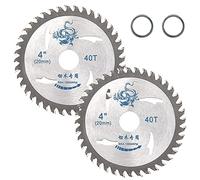 SI FANG 2 lame per sega circolare TCT da 100 mm 4 in 20 mm arbor x 40 denti speciali dischi da taglio per legno, legno duro e plastica, 13200 giri min, con 20 mm a 16 mm, anello di riduzione della