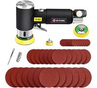 SI FANG Mini Lucidatrice Pneumatica Levigatrice Orbitale 25/50/75mm Levigatrice ad Aria Compressa Strumento Con 45pz Carta Abrasiva a Grana Mista, Levigatrice Pneumatica Per Lucidatura Auto
