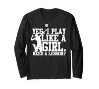 Sì, gioco come una ragazza Pallavolo per ragazze divertenti Maglia a Manica