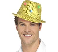 Si Illumina Trilby Cappello Showtime Musical LED Lustrini Cappelli Donna Uomo