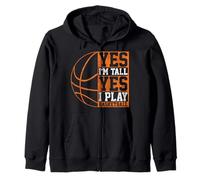 Sì I'm Tall Yes I Play Pallacanestro Divertente Regalo Felpa con Cappuccio