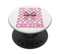 Sì, parlo con i polli allevamento di polli agricoltore pollo ragazza mamma PopSockets PopGrip Adesivo