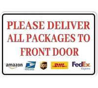 Si prega di consegnare tutti i pacchi alla porta d'ingresso, cartello in latta, decorazione da parete, regalo divertente per bar, casa, cucina, garage, bagno, fattoria, giardino, bar, poster in metal