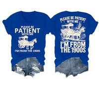 Si prega di essere paziente con me I'm from The 1900S camicia scollo a V, Blu reale, XXL