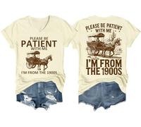 Si prega di essere paziente con me I'm from The 1900S camicia scollo a V, Colore: giallo panna., L