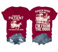 Si prega di essere paziente con me I'm from The 1900S camicia scollo a V, Porpora, S