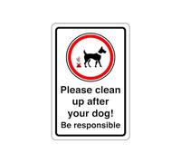 Si prega di pulire dopo il vostro cane! Sii responsabile - Adesivo autoadesivo ad alta aderenza (150 mm x 100 mm) Distanza di visualizzazione entro 3 m.